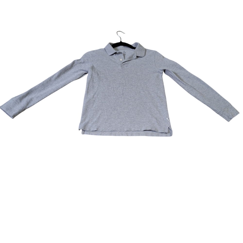 Pre-owned Gap Kids 100% organic Grey Heather Uniform longsleeve  polo shirt XL
